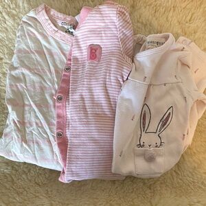 chick pea Pink and White Baby Pajama Set